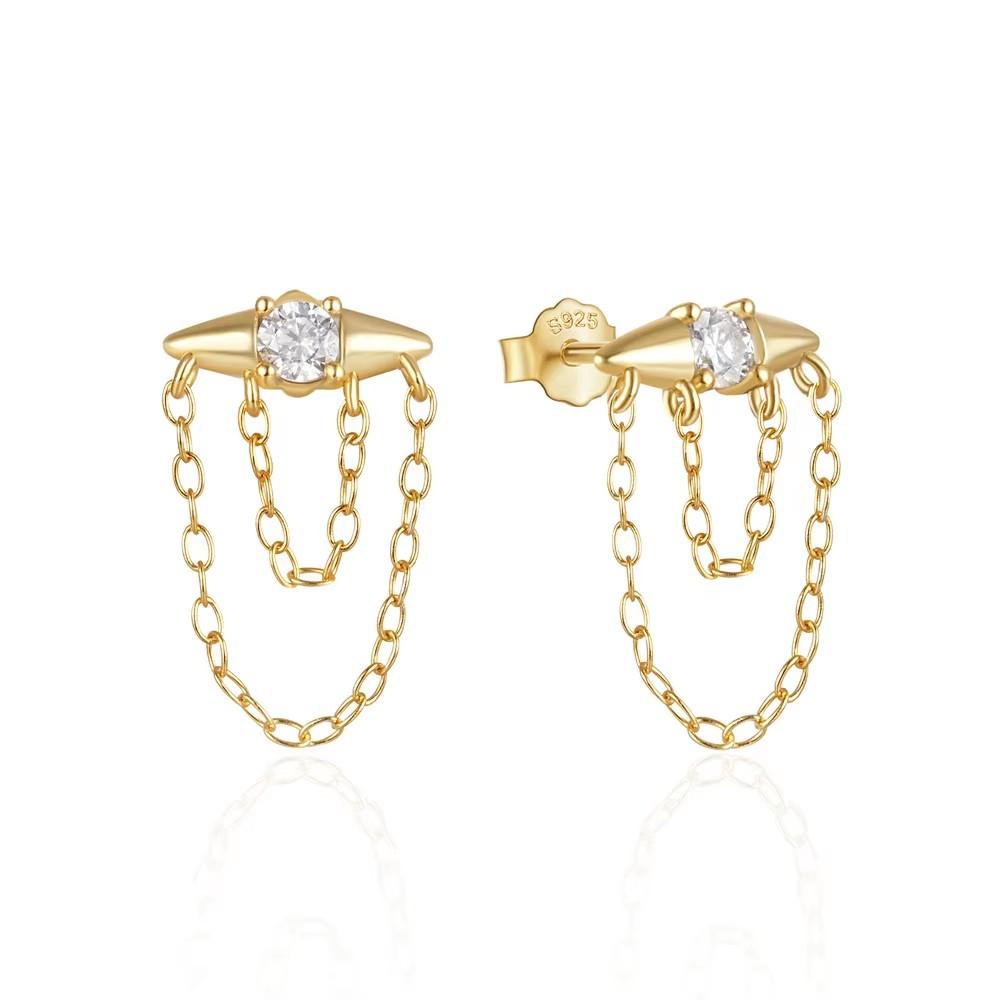 Stud and chain earrings