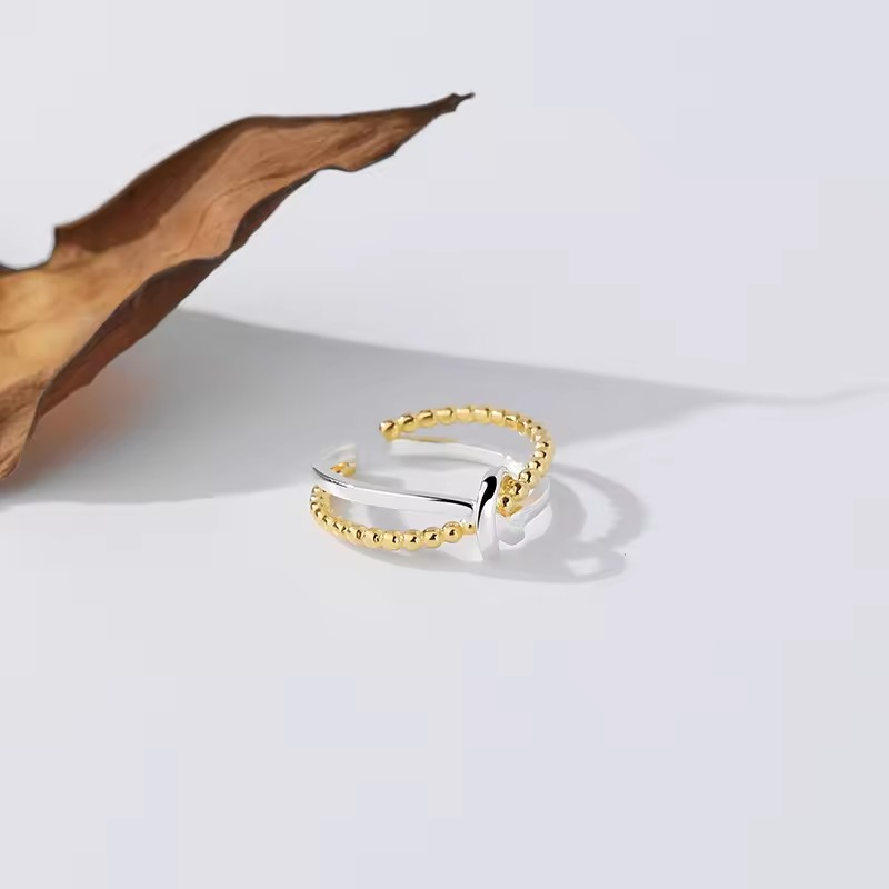 Noella Knot beaded two tone ring