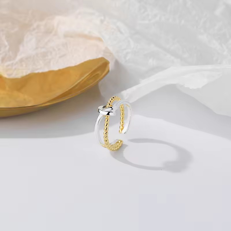 Noella Knot beaded two tone ring