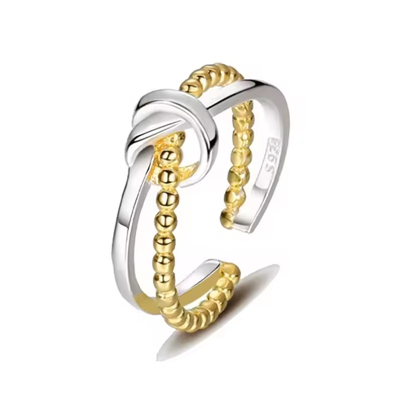 Noella Knot beaded two tone ring