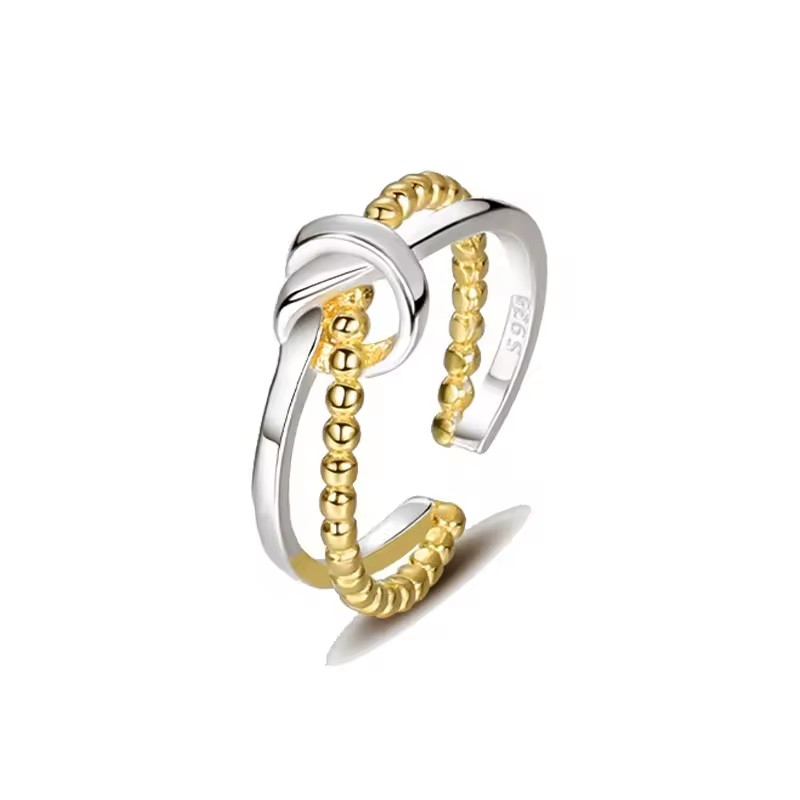 Noella Knot beaded two tone ring
