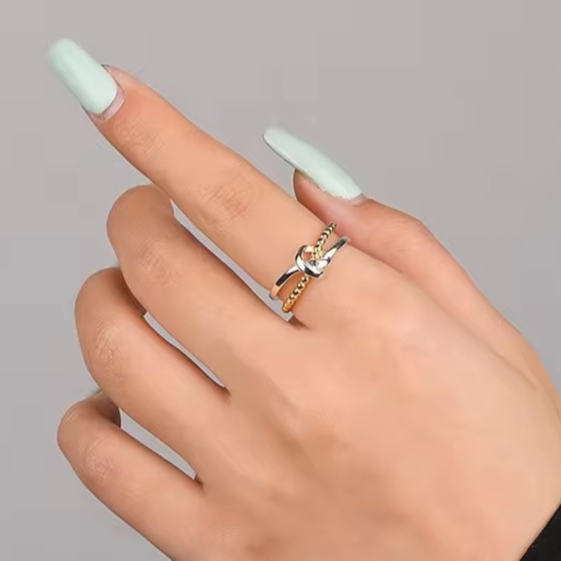 Noella Knot beaded two tone ring