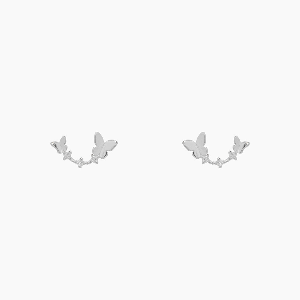 Introducing the Like a Butterfly Earrings in White Gold, a stunning pair of stud earrings that will make you feel light and airy. The design is inspired by the graceful flutter of a butterfly's wings and features intricate detailing that captures the delicate beauty of this magnificent creature.